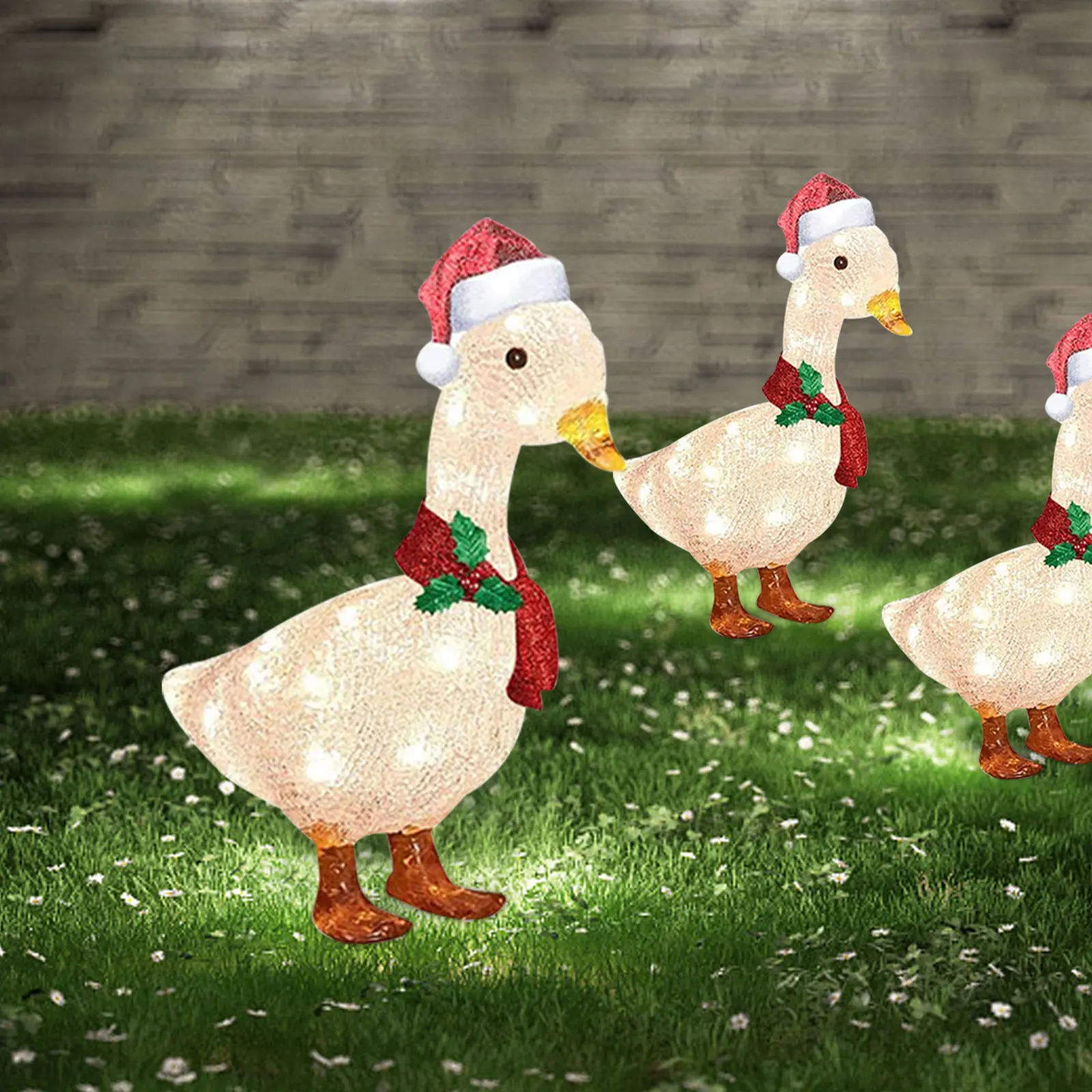 

Duck Sculptures Duck Animal Statues Xmas Garden Light-Up Duck Decor with Scarf Outdoor Garden Lawn Decor Ornament