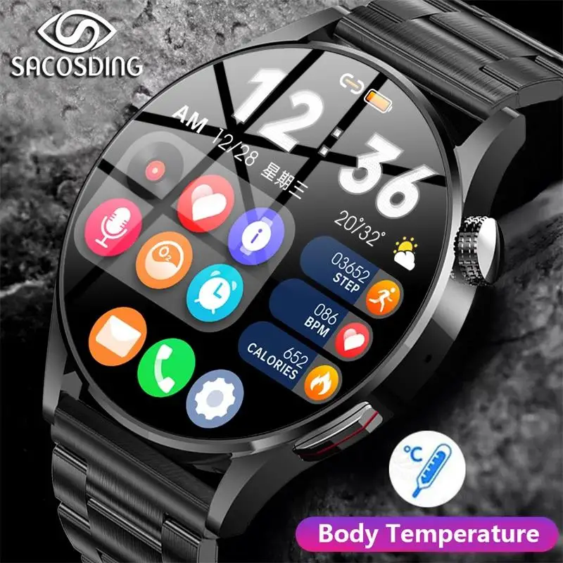 

Новинка 2022, мужские умные часы с индивидуальным циферблатом, часы с мониторингом температуры тела, спортивные Смарт-часы с Bluetooth, вызовом, пульсометром для мужчин, для Huawei