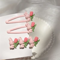 cute pink tulip rabbit hair clip for women cartoon pig side duck beak clip kid japanese accessories for girl hair pin wholesale