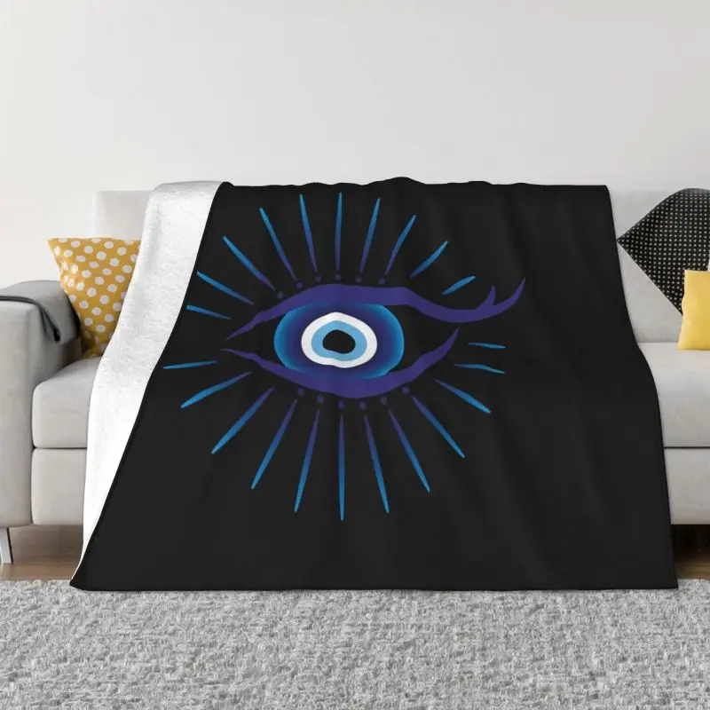 

Evil Eye Protection Blankets Warm Flannel All Seeing Eye Lucky Charm Hamsa Throw Blanket for Bedding Travel Sofa