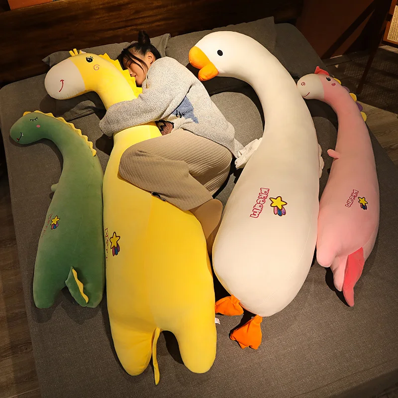 

100/120cm Giant Size Dinosaur Unicorn Giraffe Goose Plush Pillow Toys Large Animal Cushion Stuffed Soft Dolls Girl Kids Gifts