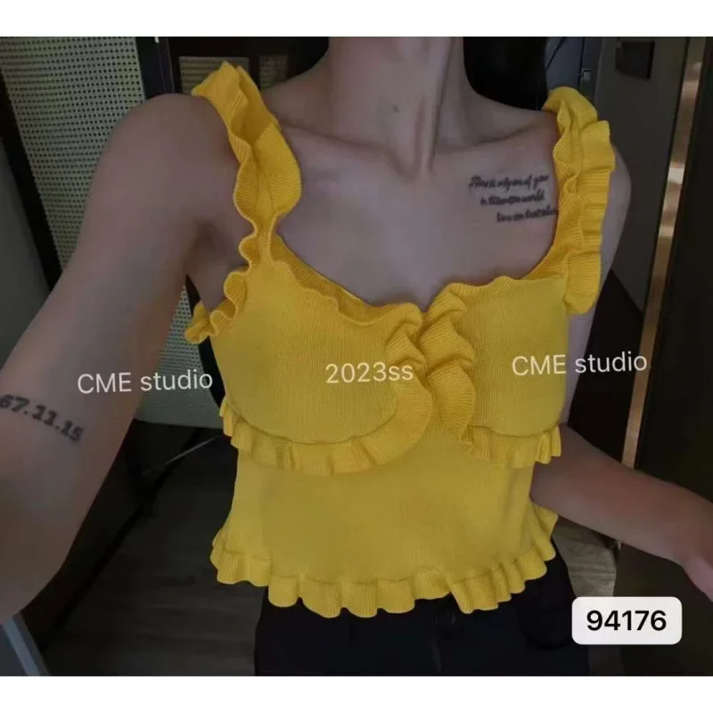 Новинка летняя укороченная майка женский сексуальный однотонный топ с