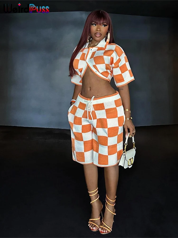 Женский комплект одежды в клетку из 2 предметов асимметричный однобортный