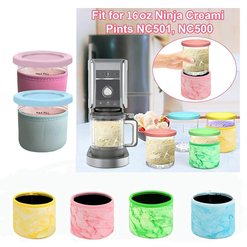 Упаковка из 4 неопреновых рукавов для мороженого 16 унций ниндзя Creami Deluxe