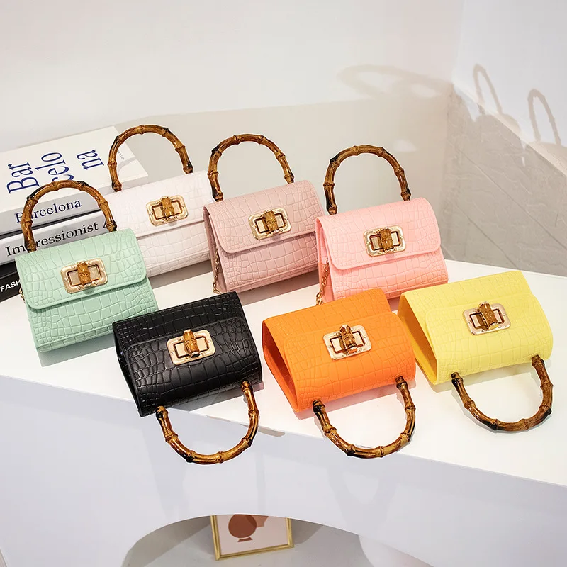 

Mini Crossbody Bag 2023 Small Girl Ladies Jelly Solid color simple Cute Crossbody Shoulder Bag Unique bamboo Design High fashion