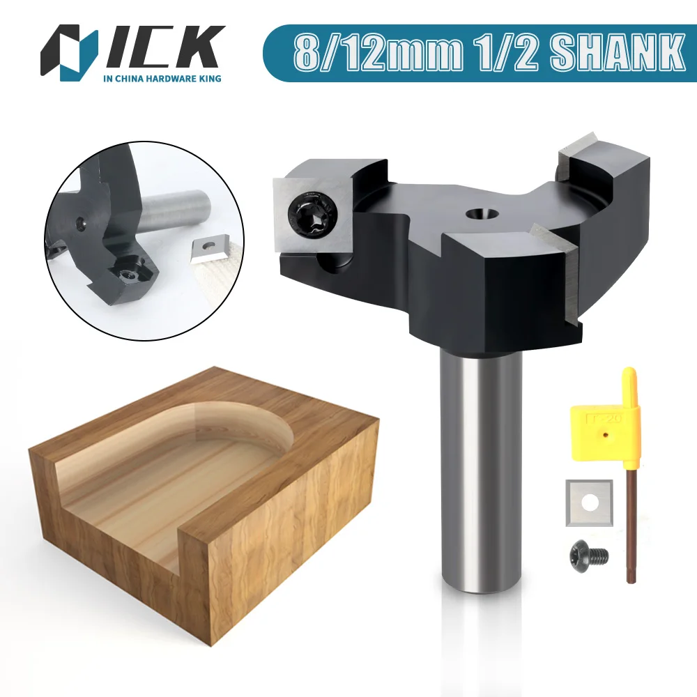 8/12/12.7mm Shank CNC Surfacing Cleaning Bottom Router Bit Insert-Style Spoilboard Face End Wood Milling Cutter Leveling Cutter
