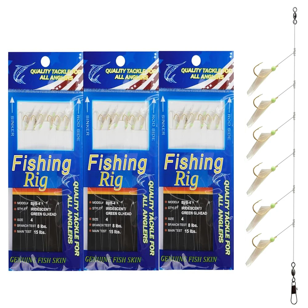 Freshwater Fish Rigs 3Pcs Fishing Rigs Fishing Lures Bait Rigs Luminous Fishing Rigs ...