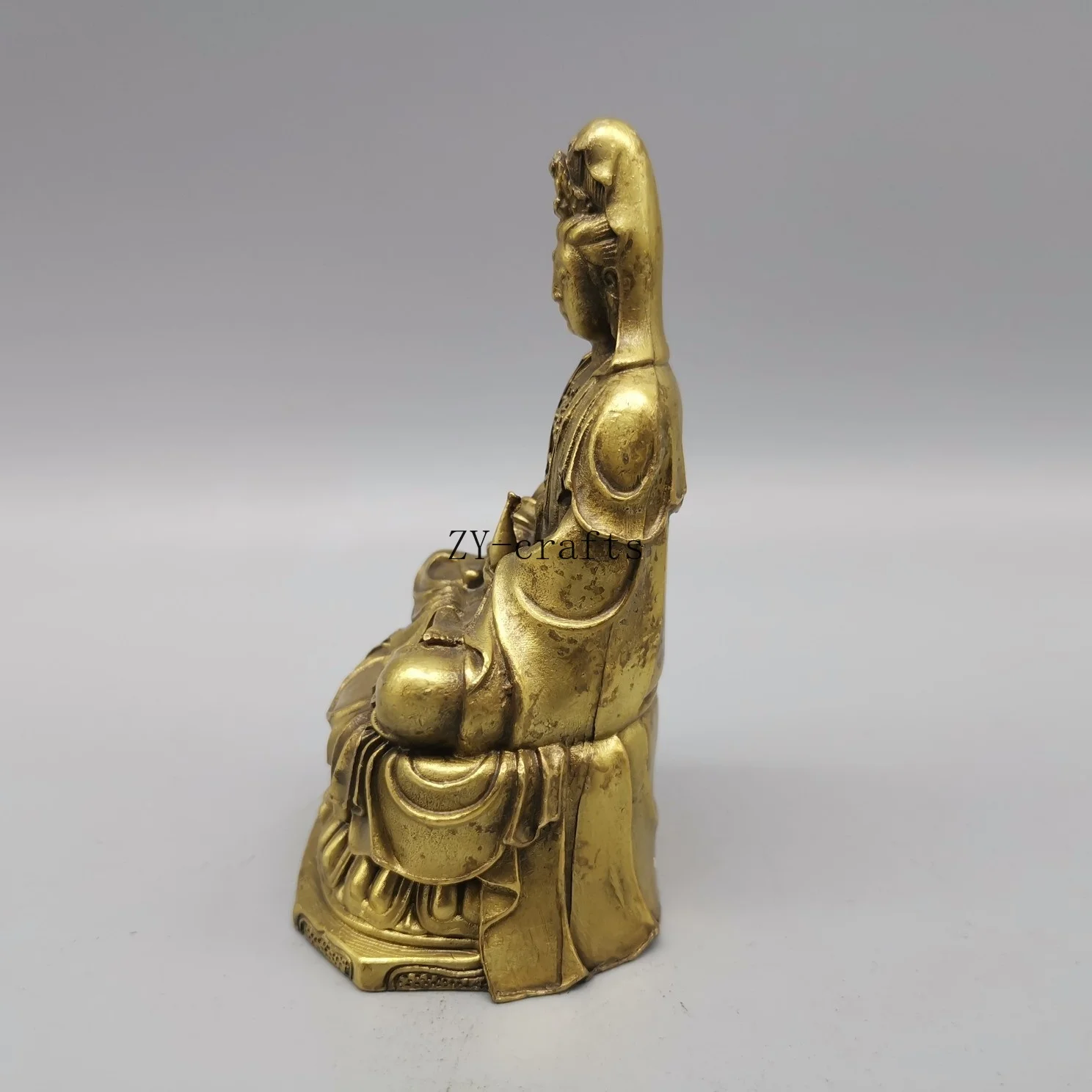 Китайский латунный буддистский храм lotus Kwan-Yin Guanyin статуя Будды Бодхисаттва |