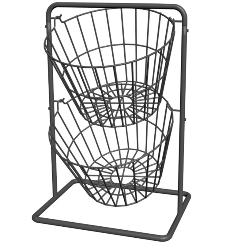 

2 Tier Iron Art Fruit Basket Vegetable Storage Basket Food Storage Hollow Out Basket Storage Holder Kitchen Supplies