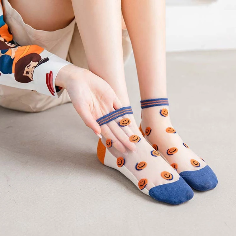 Summer Socks Cotton Bottom Mesh Lace Jacquard Klein Blue Card Silk Boat Socks