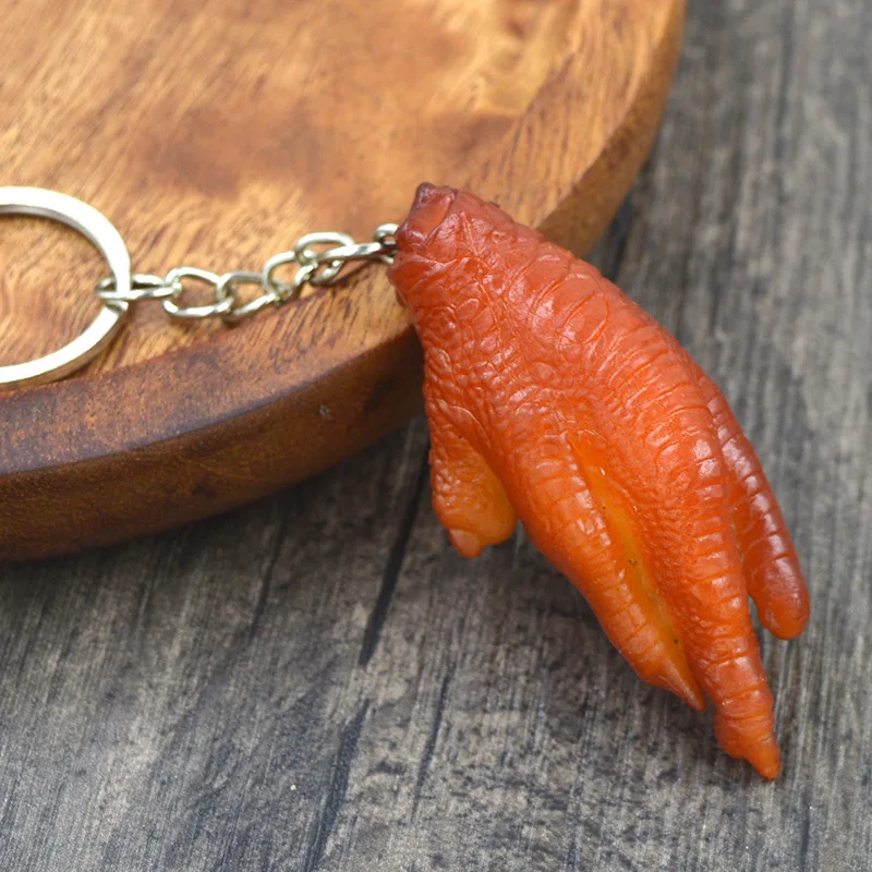 Creative Simulation Food Keychain PVC Model Gift Keychain Soft Glue Fake Braised Pork Belly Roasted Chicken Keychain