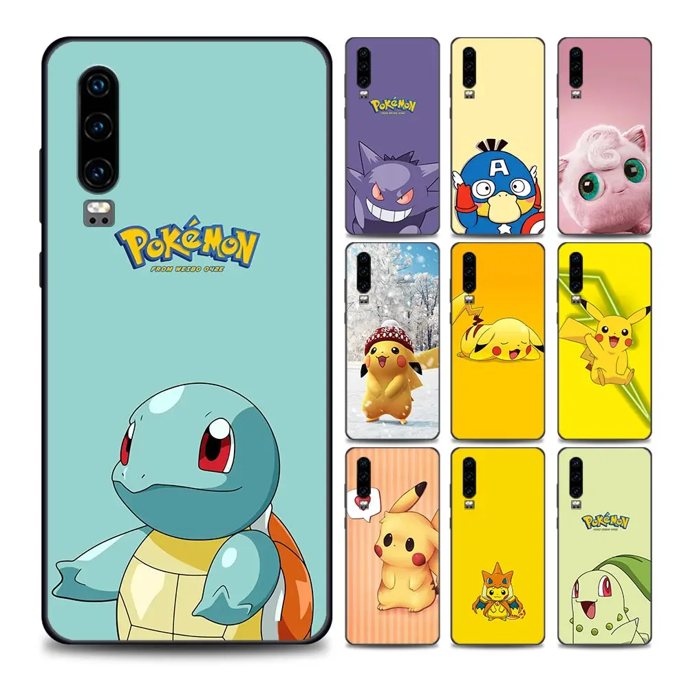 

Pokemon Logo and Icons Phone Case for Huawei P10 P20 P30 P40 Lite P50 Pro Plus P Smart Z Soft Silicone Case Cover Pikachu