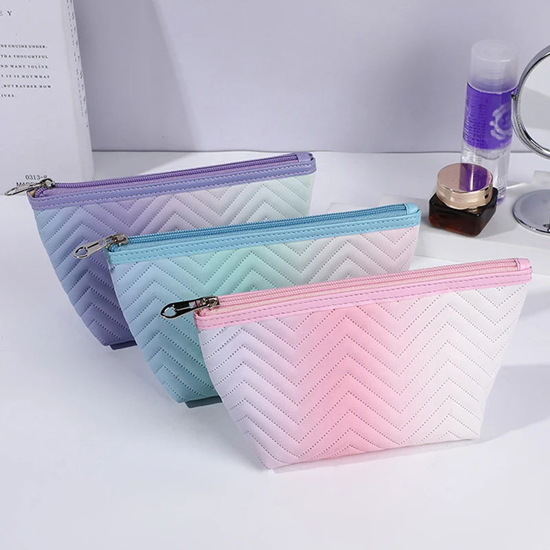 

1PC Cosmetic Bag Female Toiletry Washing Bag Make Up Organizer Stylish Gradient Color Makeup Bag Portable Travel Cosmetic Bag