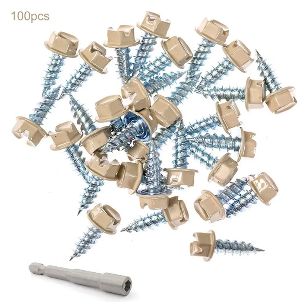 

1 Set Durable Drainage Pipe Screw Compact Downspout Fixing Screw Non-breakable Hex Gutter Downspout Zip Screw Fastener Fix