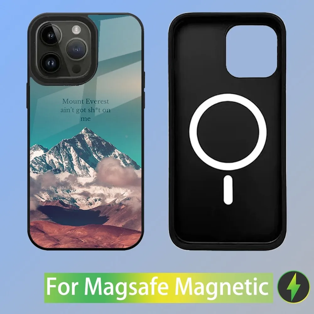 Крутой чехол для телефона Everest Snow Mountain iPhone 16 15 14 13 12 11 Plus Pro Max Mini Magsafe с магнитной