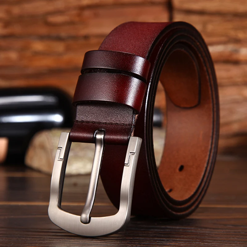 Plyesxale Mens Belts Luxury Genuine Leather Cowboy Belts With Pin Buckle Casual Belts For Jeans Fashion Brand Waistband G117