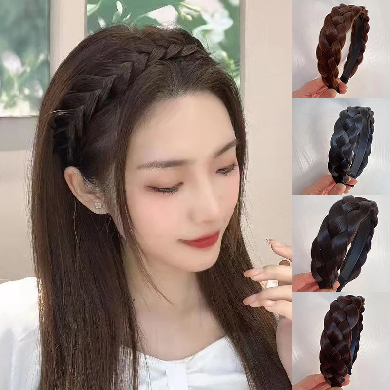 

Bohemian Nature Hair Accessories Toothed Non-slip Hairband Wig Twist Braid Hair Hoop Artificial Fishbone Style Braided Headband