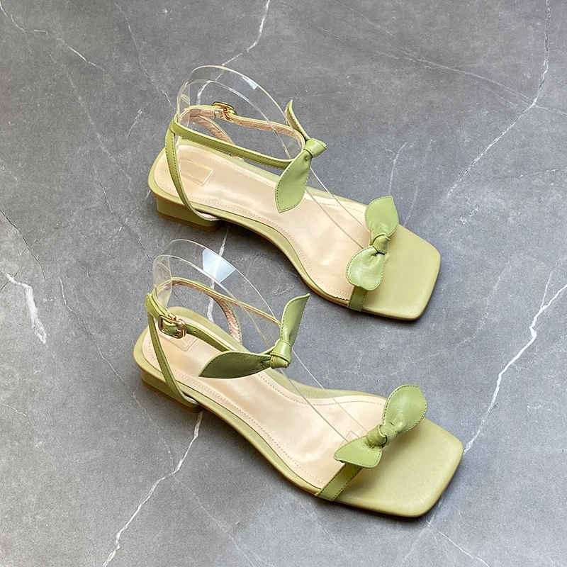 

New 2022 Summer Ladies Sandals High Heels Fashion Matching Skirts One Word Buckle Strap Simple Versatile Women Sandals Size35-39