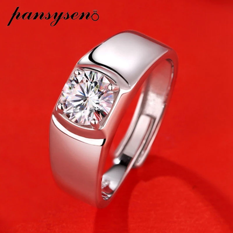 

Мужское кольцо с муассанитом PANSYSEN VVS1, роскошное обручальное кольцо с искусственным драгоценным камнем 100% дюйма, 1 карат, 2 карата, 3 карата