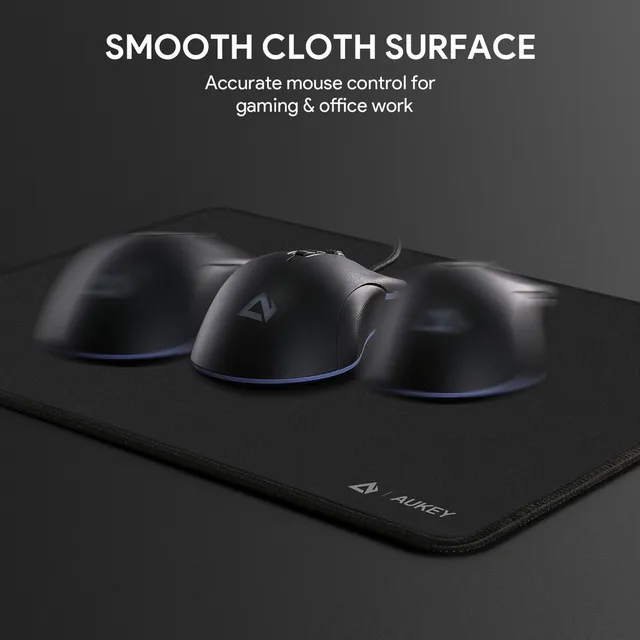 Aukey Gaming Mouse Pad with Smooth Surface, Non-Slip Rubber Base, and Anti-Fraying Stitched Edges RGB mousepad 2