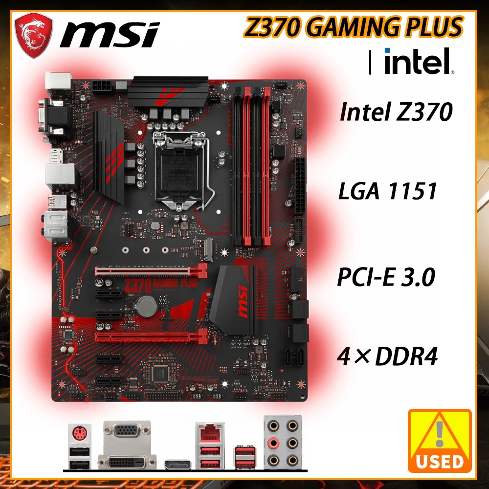 Материнская плата MSI Z370 GAMING PLUS LGA 1151 материнская DDR4 64 Гб PCI-E 3 0 M.2 SATA III USB3.1 ATX для 8-го