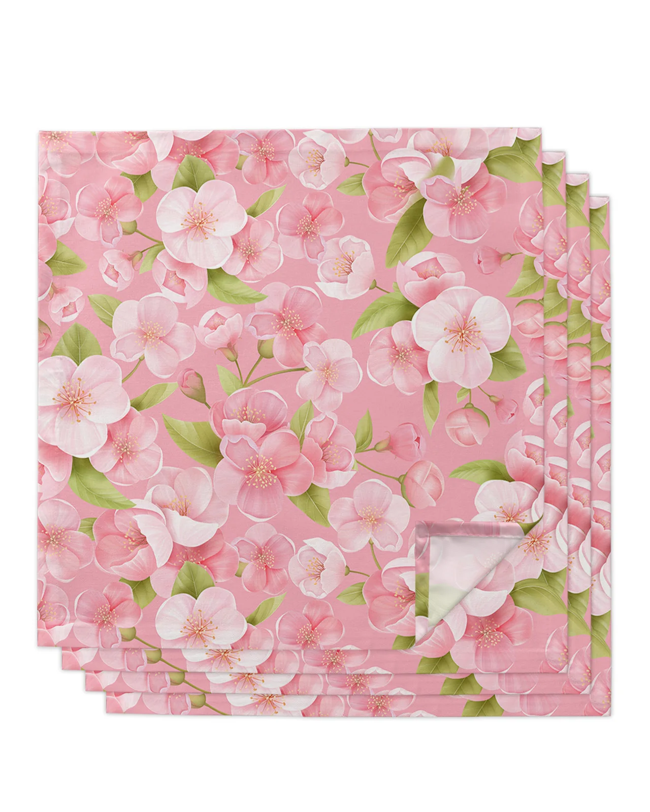 

4pcs Spring Pink Peach Blossom Square 50cm Table Napkin Party Wedding Decoration Table Cloth Kitchen Dinner Serving Napkins