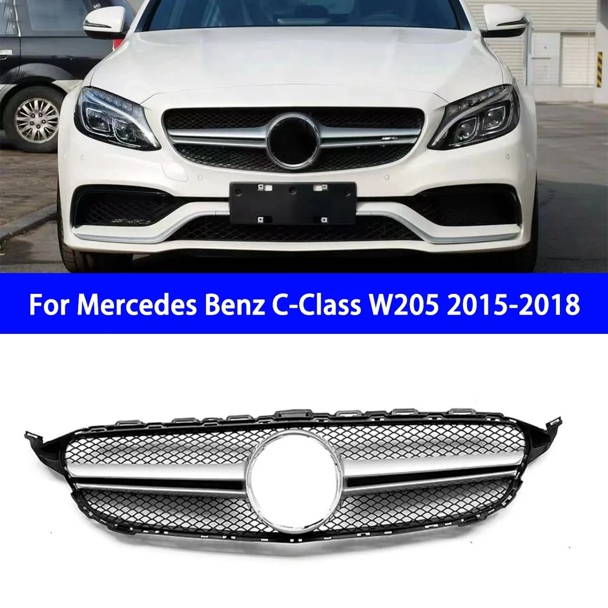 Подходит для Mercedes Benz C-Class W205 2015-2018 AMG замена решетки модели с материалами ABS