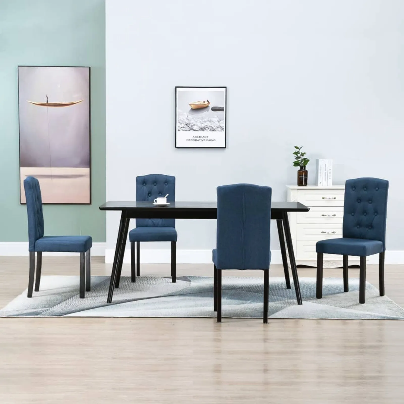 

Dining Chairs 4 pcs Blue Fabric