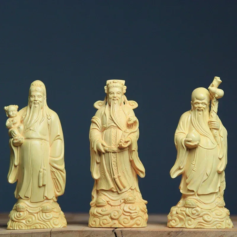 Статуэтка Fu Lu Shou из массива дерева статуэтка ручной работы Сан-фусин современное