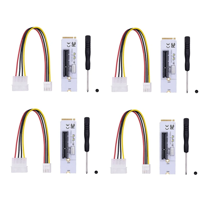 

Адаптер NGFF M.2-PCI-E 4X, Райзер-карта M2 Key M-Pcie X4 со светодиодный ным индикатором напряжения для майнинга биткоинов, 4 упаковки