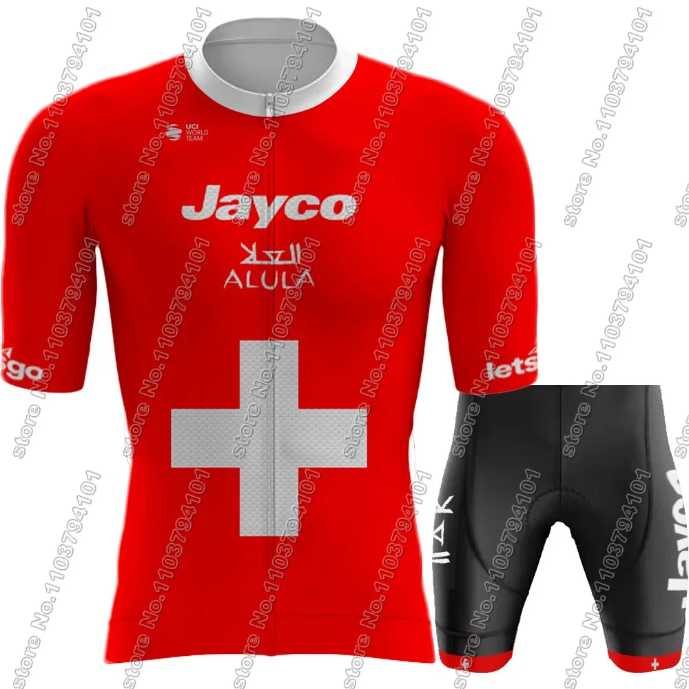 Jayco Alula команда Велоспорт Джерси 2024 комплект швейцарской красной одежды с