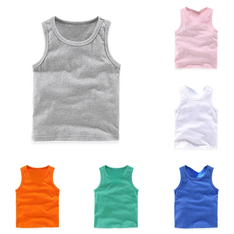 Candy Color Girls Sleeveless Vest Sports Undershirts Kids Singlet Cotton Underwear Summer Children Boy Tops Beach Clothing