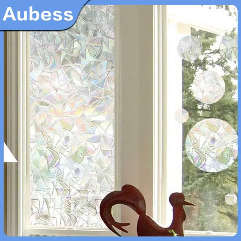 

3D Rainbow Effect Window Films Privacy Decorative Film Stained Glass Decals Anti-UV Non-Adhesive Static Cling Glass Sticker