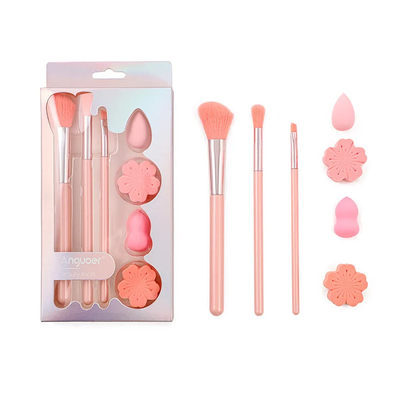 

Pink Eyeshadow Brush Set of 3 Blush Brush Mini Water Drop Beauty Egg Makeup Brush Kit Sakura Blossom Powder Puff Makeup Tools