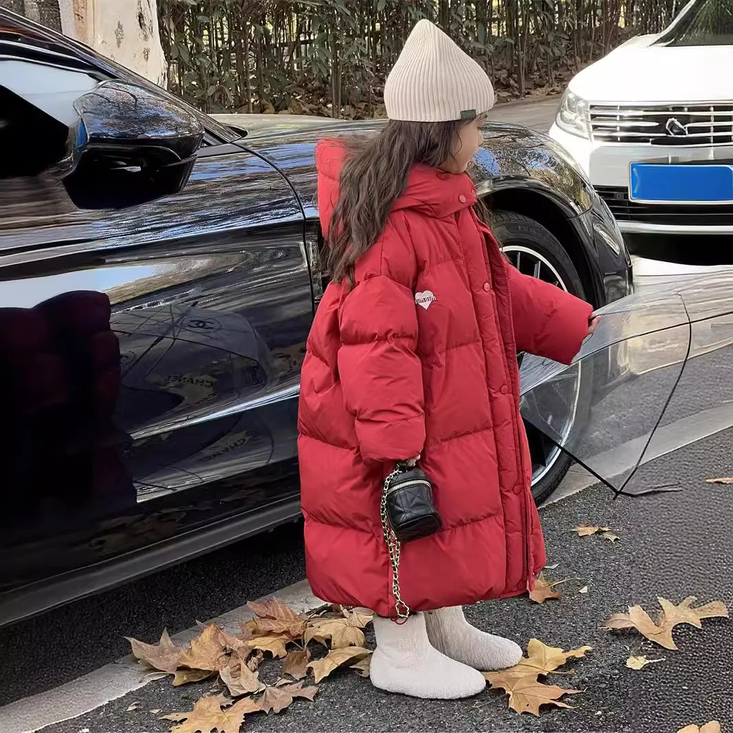 Пуховик для девочек новинка 2024 стеганая зимняя детская пуховая куртка длинное