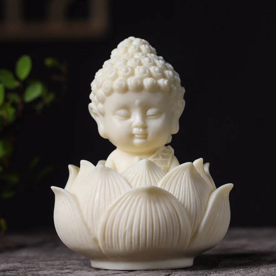 

Q Version Lotus Tathagata Buddha Carved Buddha Statue Cute Character Model Home Desktop Decoration Accessories Gift Statue