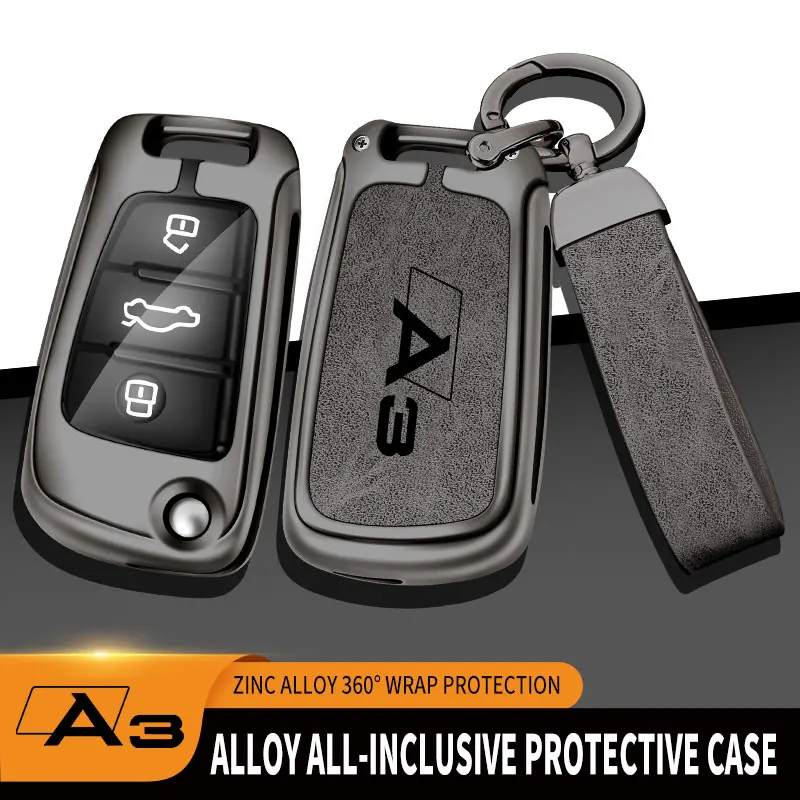 

Zinc Alloy Car Key Case For Audi A3 Remote Control Protector For Audi Full Series Q3 Q7 A3 Logo Car Key Cover Car Accessories
