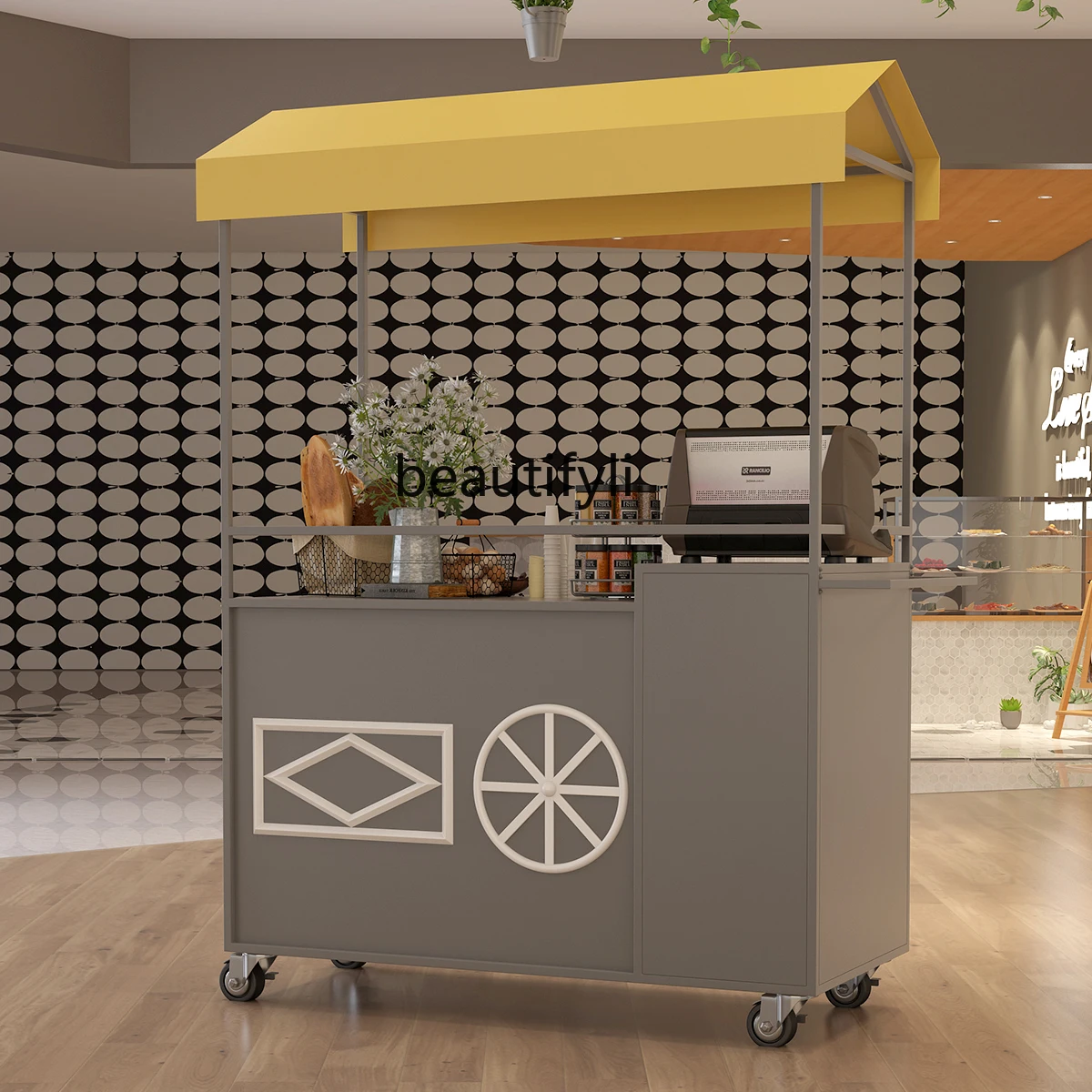 Наружная витрина тележка для ночного рынка. Мобильная тележка. Мобильный