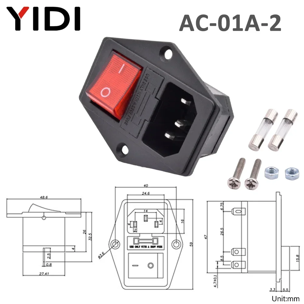 

Переходник для штепсельной вилки переменного тока, 3 контакта, 10 а, 5/10 в, 320 в, IEC 250, C13, медный провод, кулисный переключатель с предохранителем, красный лазер