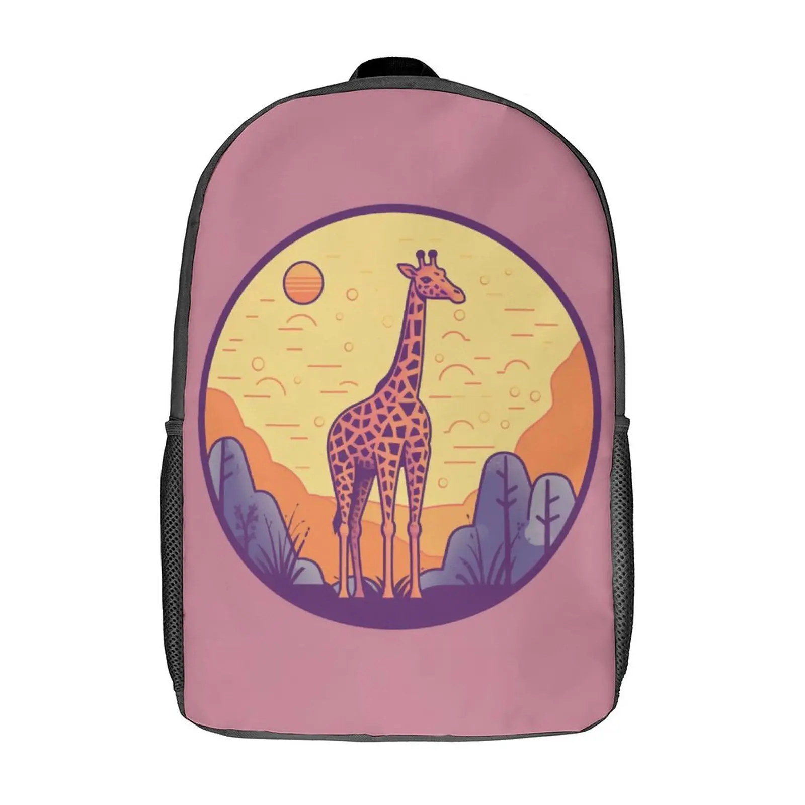 

Giraffe Backpack Simple Circle Travel Backpacks Girl Design Print High School Bags Leisure Rucksack