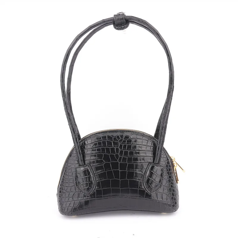 

【GuKao】 Ladies Fashion Crescent Handbag Luxury Quality Hand-held Armpit Bag Crocodile Belly Shell Bag