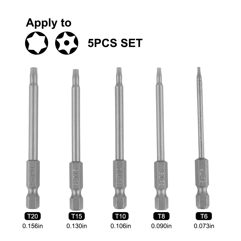 

New Replacement High-Quality Materials Electric Screwdriver Hand Screwdrivers Torx Screwdriver Bit Magnetic 75mm / 2.95Inch