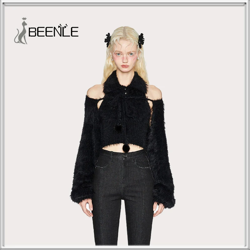 

BEENLE Pure Desire, плюшевый свитер из двух частей, сексуальный Свободный однотонный Внутренний наряд, пальто, свитер