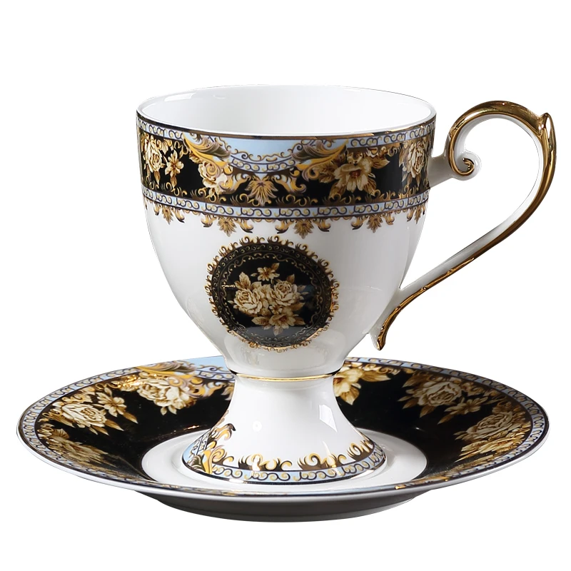 

Европейский высококачественный кофейный стакан в дворцовом стиле из костяного фарфора, винтажный Британский чайный сервиз для послеобеденного дня, чашка для ароматизированного чая, набор керамических чашек