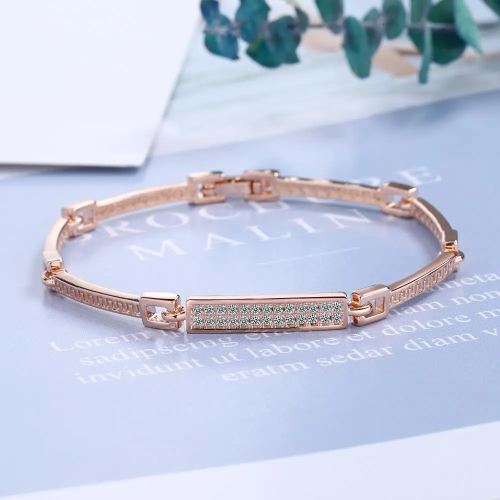 

925 Sterling Silver Square Zircon Tennis Bracelet Chain Splice Bracelet for Women Valentine's Day Gift Jewelry BSB101