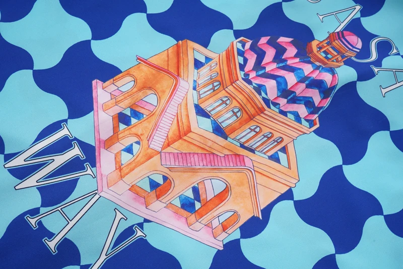 Windmill Spotted Castle Print Thin Silk CASABLANCA Mesh Shorts Set Men Women Holiday Seaside Surf Hawaiian Beach Suit