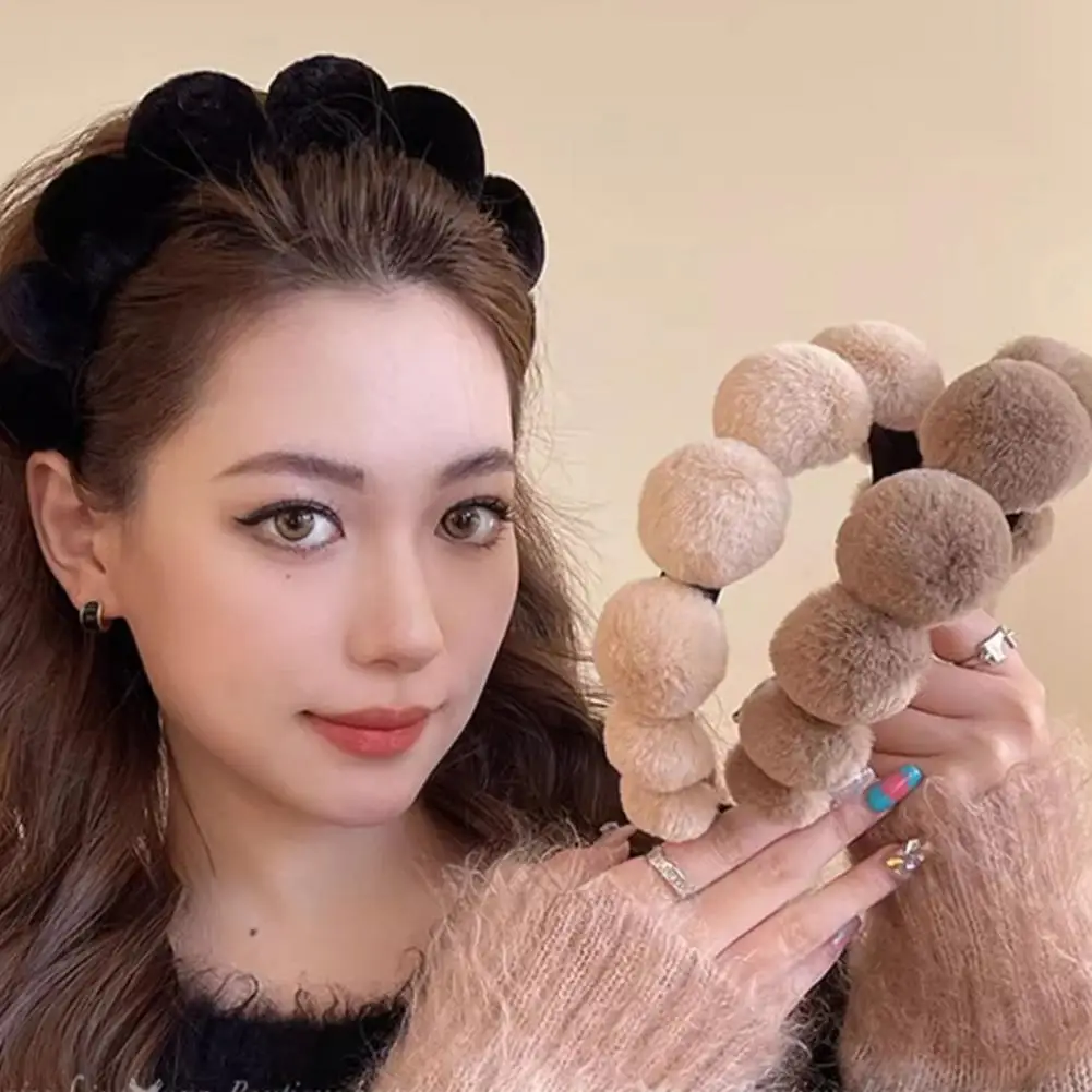 Повязка для волос плюшевая женская декоративный Эластичный Бандаж с шариками