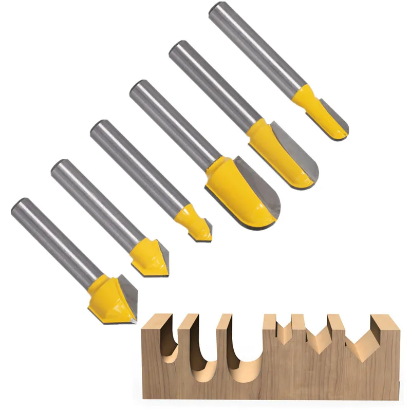

1/4" Shank Router Bits Core Box Bit Rounf Nose Bit 90 Degree V-Groove Bit For Woodworking Tools Wood Drilling Bits Cutter Tools