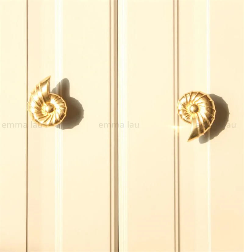 Золотая Ручка для мебели ручка ящика Твердые Латунные круглые ручки в форме