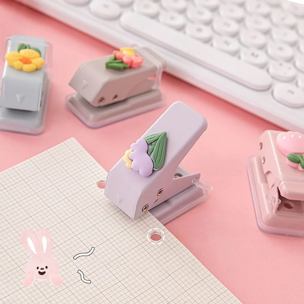 

Cute Flowers Mini Hole Punch Single Hole Cute Paper Punch Portable Round Hole Puncher Kawaii Office School Binding Supplies